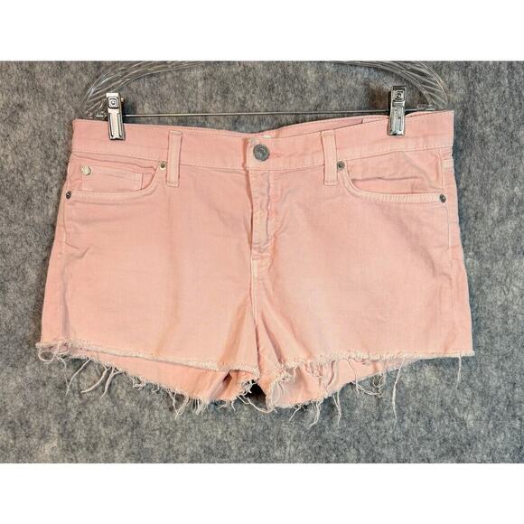 Hudson Womens Kenzie Cut Off Pink Jean Shorts Distressed Size 30 - Picture 1 of 8